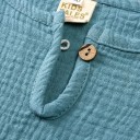 Conjunto unisex infantil de camiseta de manga corta y pantalones cortos con goma Botones en el escote Escote redondo 5