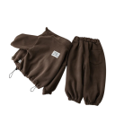 Conjunto unissexo para crianças com sweatshirt de gola alta com fecho e calças elásticas com bolsos Conjunto confortável para uso diário na escola e ao ar livre 3