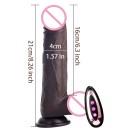 Consolador de silicona realista de 21 cm en color afroamericano con ventosa y control remoto, forma y vetas reales, embalaje discreto. 2