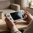 Console portatile per giochi 20,8 x 1,7 x 8,6 cm con display IPS multitouch da 5,5" e Android 14 con memoria 4 GB + 64 GB con Wi-Fi e Bluetooth 6
