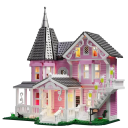 Construção casa rosa 1349 peças Palácio Rosa Castelo Brilhante para crianças 30,5x18,3x31,5 cm Brinquedo criativo Construção com efeitos de luz 1