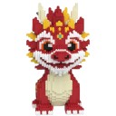 Construção dragão vermelho grande 30 cm Dragão adorável para montar Brinquedo criativo para crianças Brinquedo de fantasia Desenvolvimento 1