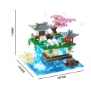 Construção Jardim Japonês 145 x 135 x 110 mm Mini Blocos Cascata Pagode Sakura Casa Tradicional Japonesa Ponte Modelo Decorativo para Crianças 2