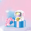 Construcción astronauta 7,4 x 7,5 x 4,8 cm Astronauta en caja de regalo con lazo rosa 472 piezas Bloques mini detallados Modelo decorativo 2