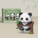 Construcción infantil de panda adorable sentada en una rama de árbol sosteniendo bambú verde, 428 piezas del rompecabezas, construcción creativa 2