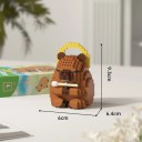Construction Set 9.3 x 6 x 6.4 cm Sitting Capybara with Yellow Halo and White Roller in its Paws Cute Model Made of Mini Bricks 2