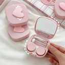 Contact Lens Case with Mirror and Accessories Size 7 x 7 x 2.4 cm Plastic Coloured Case with Heart for Travel 5