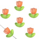 Contas de vidro feitas à mão 9 x 9 x 0,8 mm / 7 x 14 x 0,8 mm 10 pcs Padrão de tulipa floral Contas decorativas para criação de pulseiras 7