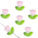 Contas de vidro feitas à mão 9 x 9 x 0,8 mm / 7 x 14 x 0,8 mm 10 pcs Padrão de tulipa floral Contas decorativas para criação de pulseiras 9