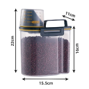 Contenedor cerrado para alimentos para perros y gatos 1,5 kg 15,5 x 11 x 22 cm Envase de plástico con tapa hermética y dosificador para gránulos sueltos 2