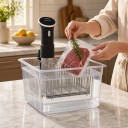 Contenedor para sous vide 11 l con tapa y rejilla de acero inoxidable Separadores removibles Acero inoxidable 304 y policarbonato Transparente 9