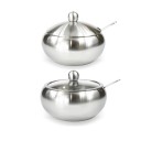 Contenitore in acciaio inox per zucchero con cucchiaino 2