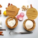 Contenitori in bambù per spezie 4 pz Contenitori rotondi con coperchio per sale e zucchero Pratico stoccaggio degli ingredienti in cucina Aspetto 3