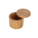 Contenitori in bambù per spezie 4 pz Contenitori rotondi con coperchio per sale e zucchero Pratico stoccaggio degli ingredienti in cucina Aspetto 4