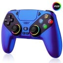 Controlador de jogo sem fios azul e roxo para PS5/PC com iluminação RGB, função de vibração e botões programáveis 1