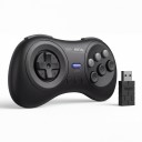 Controlador inalámbrico 14,7 x 7,4 cm con receptor 2,4 GHz y seis botones de acción negro para consolas de juegos Sega Genesis Mini y Mega Drive Mini 4