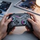 Controler de joc wireless cu iluminare RGB și vibrații cu butoane programabile și baterie de 600 mAh negru pentru Switch 2 PC iOS și Android 2