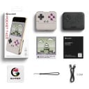 Controler mobil vertical cu Bluetooth în stil retro gri deschis cu butoane violet, cu cutie de protecție și sfoară pentru jocuri pe telefon 5