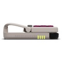 Controller mobile verticale Bluetooth in stile retro grigio chiaro con pulsanti viola con custodia protettiva e cordino per giocare sul telefono 3