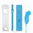 Controller wireless per Nintendo Wii con nunchuk e funzione Motion Plus blu con custodia protettiva e cinturino compatibile con Wii U e Wii Mini 1