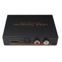 Convertitore HDMI con separazione del suono su ottico SPDIF e stereo RCA Uscita HDMI passante Interruttore 2CH e 5.1CH Risoluzione 1080p Alimentazione 2