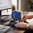 Cooler de processador TISHRIC Silencioso 16 dBA Ventilador 120 mm 3pin Alumínio 122 x 65 mm Azul-preto Para Intel LGA 1200 115X 775 e AMD AM4 AM3 7