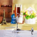 Copas de boda para champán 2 unidades Copas de cristal con base plateada y corazones con piedras Volumen 200 ml Altura 26 cm Para bodas y aniversarios 2