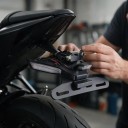 Coperchio posteriore e supporto targa con indicatori LED e illuminazione targa 12V, alluminio e acciaio inox, nero, per Ducati Panigale V2, V4 e 2