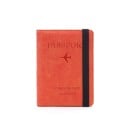 Coperta pentru taliei din piele PU Închidere cu bandă elastică Inscripție embosată Passport și motiv avion Suprafață mată Dimensiuni 5