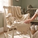 Coperta per lettino 90 x 70 cm con volants arricciato lungo tutto il perimetro per avvolgere e coprire il bambino mentre dorme 4