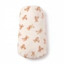 Coperta per neonato 100 x 75 cm con orsetti marroni chiari con fiocchetti e lato peloso in colore crema per avvolgimento invernale e copertura 5