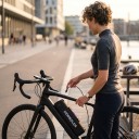 Copertura protettiva per batteria di bicicletta elettrica Newboler BAG281 Impermeabile 44,5 x 26 cm Nylon e TPU Nera Per batteria su tubo del telaio 4