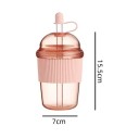 Copo de plástico para bebidas com palhinha e proteção contra derrames 430 ml Garrafa de plástico para beber com anel de silicone adequada 3