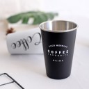Copo de viagem para café 350 ml em aço inoxidável Tampa de silicone Inscrição decorativa com motivo de café Dimensões 12,5 x 8,8 cm 3