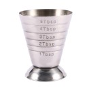 Copo medidor para shots e cocktails em aço inoxidável 75 ml Copo com pé e escalas marcadas Forma escalonada Prata 3