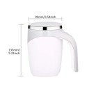 Copo misturador automático com tampa 400 ml recarregável em aço inoxidável copo elétrico branco para café cacau bebidas proteicas 4