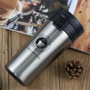 Copo térmico de viagem para café e bebidas quentes 380 ml Tampa basculante com botão Aço inoxidável com parede isolante dupla 17,5 x 3