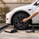 Copricerchi 19" Tesla Model Y Juniper 2025-2026 Set 4 pz Plastica PC e ABS Apertura per valvola Coperture cerchi auto 3