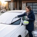 Coprivetro magnetico per auto 110 x 160 cm Trapuntato 7 strati Argento Coperture per specchietti e alette laterali Protezione contro neve e ghiaccio 4
