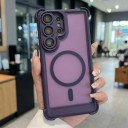 Coque antichoc mate pour Samsung Galaxy S24 Ultra avec chargement sans fil magnétique Coins renforcés PC et TPU Étui pour mobile S24 Ultra 6