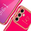 Coque arrière avec bord ondulé doré pour Samsung Galaxy A36 Cœurs sur le côté Résistant Protection de l'appareil photo 3,5 mm et de l'écran 2