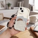 Coque arrière avec chien pour Samsung Galaxy A07 avec un bracelet en perles Résistante Protection des coins et de l'appareil photo Crème Chien bouclé 3