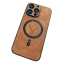 Coque de luxe en simili cuir pour iPhone 14 Pro Max avec motif de cerf, prend en charge la charge sans fil, protection stylée au design 4
