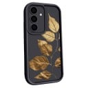 Coque de protection en silicone pour Samsung Galaxy A55 5G avec motif de feuilles dorées Bord surélevé autour de l'appareil photo Bord supérieur de l'écran Boutons protégés 8