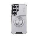 Coque de protection résistante aux chocs pour Samsung Galaxy S25+ avec support rond escamotable et cache objectif coulissant en polycarbonate et TPU 8