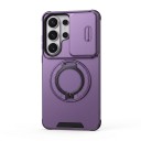 Coque de protection résistante aux chocs pour Samsung Galaxy S25+ avec support rond escamotable et cache objectif coulissant en polycarbonate et TPU 10