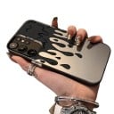 Coque de protection Samsung Galaxy A37 Couleur noire dégoulinante Ultra fine et résistante Mat gris-noir Cadre de caméra foncé Pour tous les jours 2