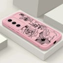 Coque de téléphone Samsung Galaxy S24 Ultra avec motif de fleurs et de roses Coque en silicone pour mobile Coque florale pour Galaxy S24 Ultra 9