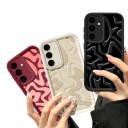 Coque en silicone de protection pour Samsung Galaxy A17 avec impression de bandes ondulées Bords surélevés Bordure en escalier autour de l'appareil photo Pour un usage quotidien 6