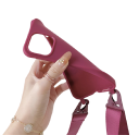 Coque en silicone mate avec sangle pour iPhone 15 Plus 2